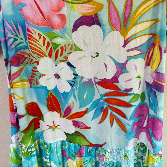 Jams World~Tiered Tropical Floral Wearable Art Hawaiian Hattie LUAU Dress~ sz XS - Picture 5 of 13